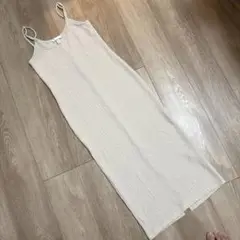 H&M ベージュ タイトキャミワンピース S 160/88A テクスチャー