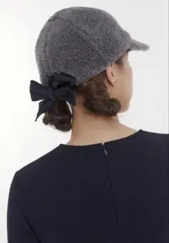 96【yori】 洗える 日よけ付きリボンキャップ ブラック 57cm 帽子 UV日よけ付きリボンキャップ | all item| yori