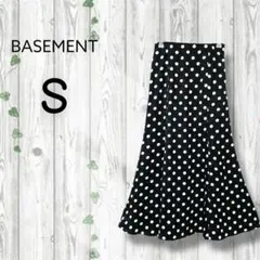 BASEMENT　マーメイドスカート　ドット　水玉　ロング　ウエストゴム　裏地黒