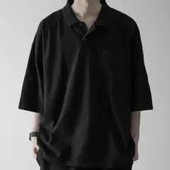 【RUUBON】モスステッチ ポロシャツ　Sサイズ ブラック
