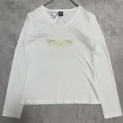 タグ付き✨ BOGNER ホワイト Vネック　長袖　Tシャツ　ストレッチ　伸縮性