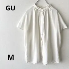 GU ジーユー　半袖ブラウス　シャツ　ゆったり　オフィスカジュアル　シンプル　M