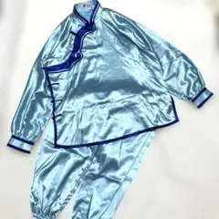 【新品】太極拳水色サテンチャイニーズスタイルセットアップM
