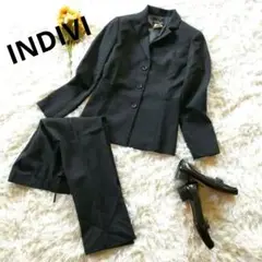 美品 インディビINDIVI ビジネスパンツスーツ オフィススーツ ブラック黒