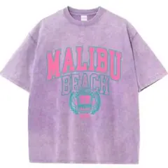 Tシャツ ヴィンテージ加工 MALIBU BEACH パープル 紫 夏 海
