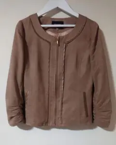 美品*JUSGLITTY ノーカラースエードジャケット