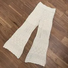 《美品》【one way】レース編み フレアパンツ