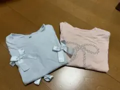 H&M リボン付きTシャツ 2枚セット