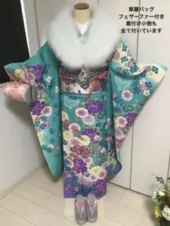 専用出品可憐なピーコック❁⃘*.゜正絹振袖買い足し無しのフルセットS-M