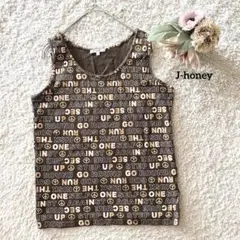 ジェイハニー J-honey タンクトップ ブラウン系 文字プリント L