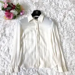 良品 ジョルジオアルマーニ シフォンブラウス プリーツ シルク100% 38