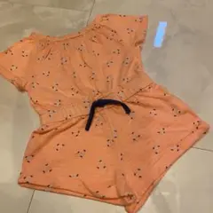 OKAIDI オレンジ花柄ロンパース 86cm