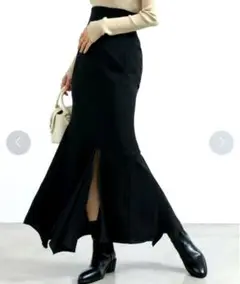 人気　新品 Neuna ヌナ ブラックスリットサテンマーメイドロングスカート