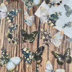 ✳︎お花と蝶々のシールセット / 30枚入り✳︎black✳︎