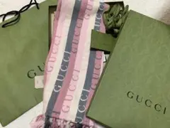 GUCCI マフラー ピンク ストライプ