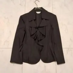 petit Poudre　フリル　ジャケット　ストレッチ　柔らか　ブラック　M