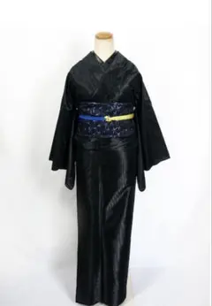Rumi Rock単衣着物「バーズアイ」ブラックLサイズ