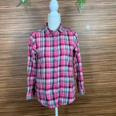 VIS ビス シャツ Mサイズ ピンク チェック レディース 長袖 レーヨン