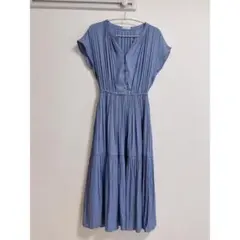 【美品】GLACIER◆プリーツワンピ◆水色◆裏地あり◆M