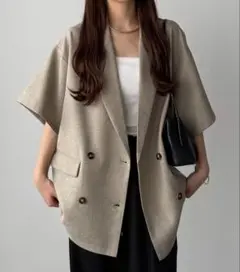 リネンライクバックスリットオーバーサイズシャツジャケット（裏地無し）