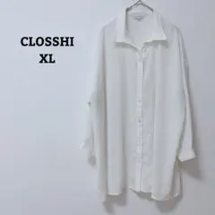 クロッシー　ブラウス　シャツ　オープンカラー　オフィカジ　薄手　透け感　XL