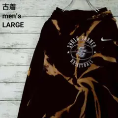 古着 NIKE ナイキ パーカー 南ガーナー高校 ダイダイ ブリーチ 黒 L