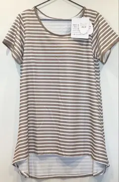 新品◆ブラカップ付き ストレッチ チュニック ワンピース ヨガウェア ボーダー柄