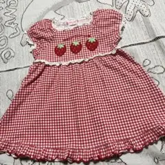 美品♡メゾピアノ♡いちごチェックワンピース♡95