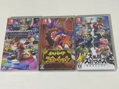 Switchソフト3点　スマブラ　ポケモンスカーレット　マリオカート8デラックス