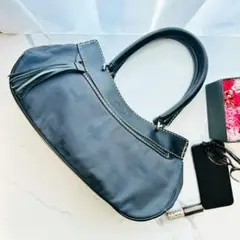 【極美品】TODS トッズ ショルダーバッグ レザー×ナイロン フリンジ 黒