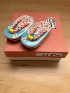 ミニ下駄　九谷焼　桜模様　箱付き