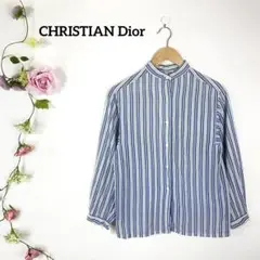 CHRISTIAN Dior ストライプ柄 クルーネック 薄手 シャツ ブラウス