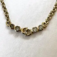 Christian Dior CD ロゴ ストーン ゴールド ネックレス