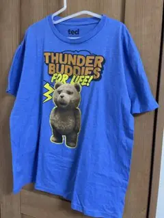 【古着】ブルーTシャツ、イエロー、オレンジted T