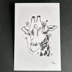 ボールペン画　キリン