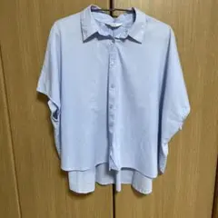 NAVYライトブルー オーバーサイズ ボタンアップ シャツ