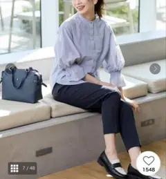 極美品✨リフレクト　キャンディースリーブブラウス　ストライプ シャツ　ブラウス