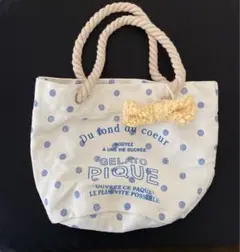 ジェラートピケ ランチトート ふわもこリボンゴム