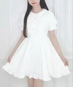 HoneyCinnamon コットンフリルワンピース ホワイト