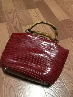 GUCCI オールドグッチ バンブー ハンド バッグ ワインレッド 赤