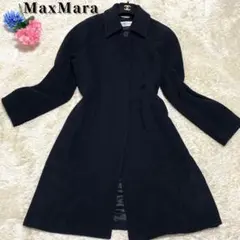 【美品】マックスマーラ ヴァージンウール100% ロングコート 比翼 黒 40