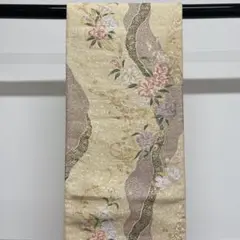 未着用 リバーシブル 金糸を使用し花が織られた袋帯 着物