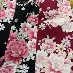 黒と赤の花柄 浴衣、キラキララメが可愛い♡ 即日発送。お盆の花火大会に！