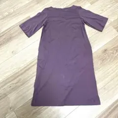 試着のみ美品　ユニクロ マーセライズコットンボートネックワンピース（7分袖） M