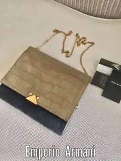 Emporio Armani ハラコxクロコ型押しバック お値下げ