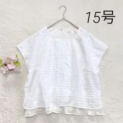 美品★大きいサイズ 【エフデ】 ブロックチェック ブラウス シャツ フリル