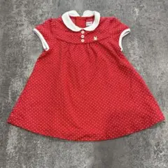 美品✨ミキハウス ワンピース 赤 ドット 水玉 80センチ 女の子
