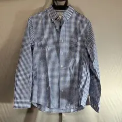 美品 L.L.Bean ギンガムチェック ブルー × ホワイト ワイシャツ