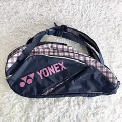 YONEX テニス ラケットバッグ ネイビー × ピンク チェック柄