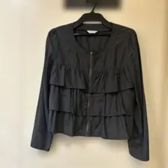 Annaluna フリル付きジップアップ長袖トップス グレー